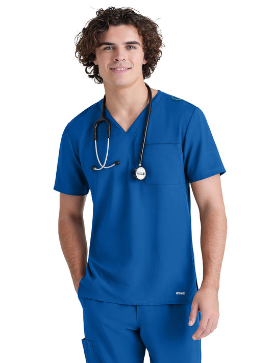 Men's Piped V-Neck Journey Scrub Top - GSST179 - New Royal