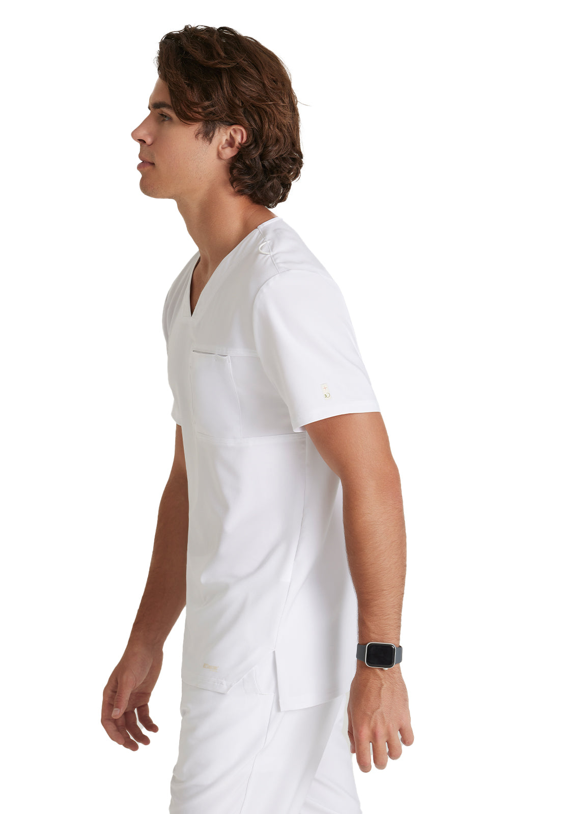 Men's Piped V-Neck Journey Scrub Top - GSST179 - White