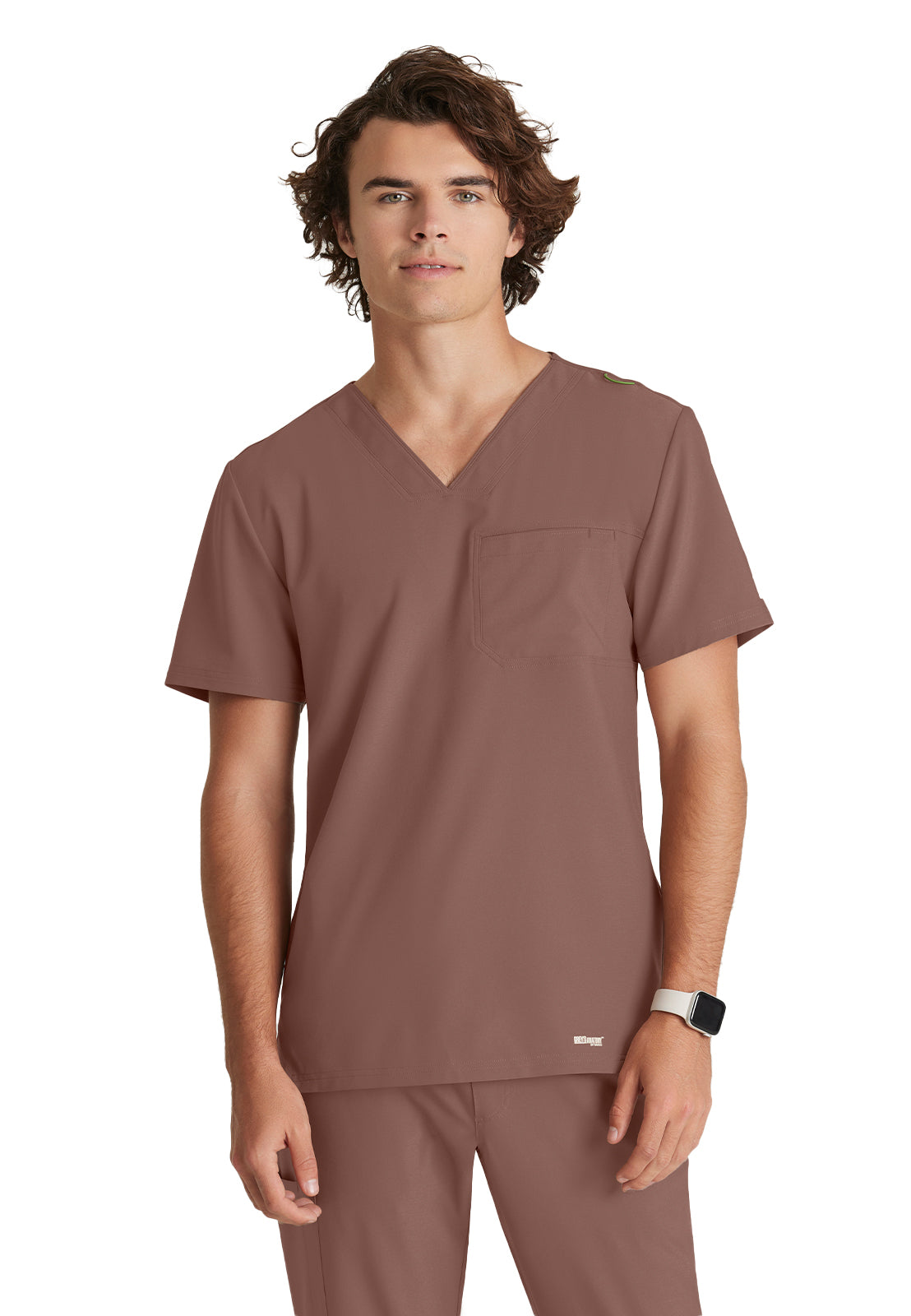 Men's Piped V-Neck Journey Scrub Top - GSST179 - Driftwood