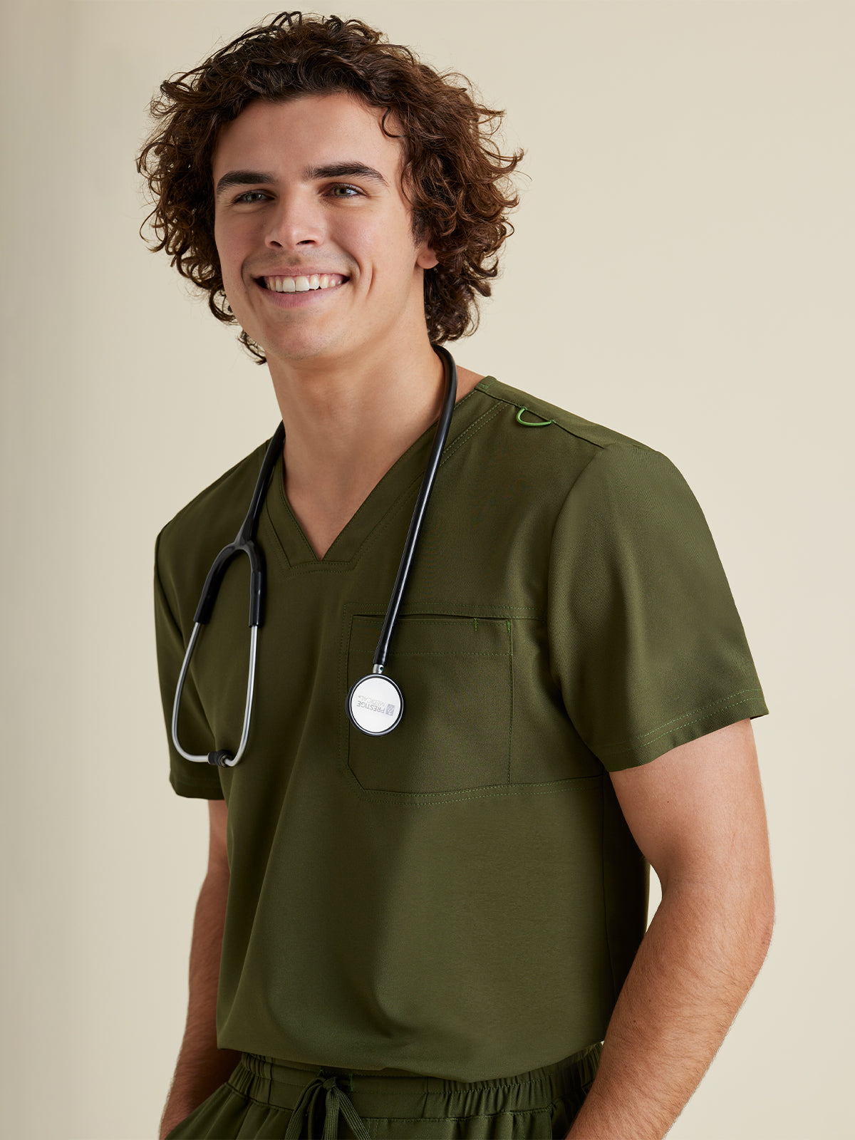 Men's Piped V-Neck Journey Scrub Top - GSST179 - Fern