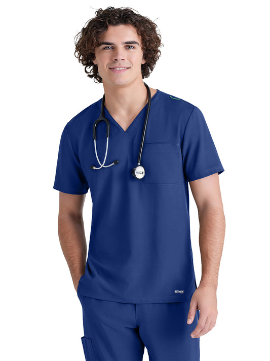 Men's Piped V-Neck Journey Scrub Top - GSST179 - Indigo (Navy)