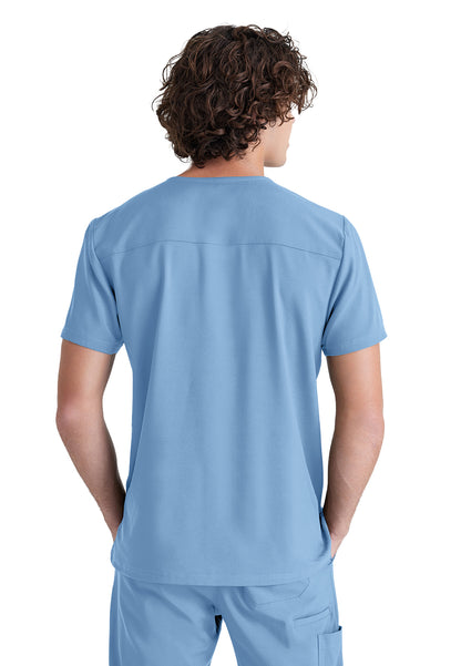 Men's Piped V-Neck Journey Scrub Top - GSST179 - Ciel Blue