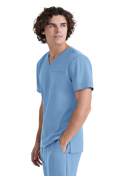 Men's Piped V-Neck Journey Scrub Top - GSST179 - Ciel Blue