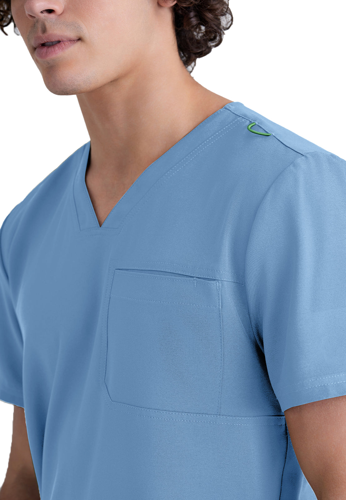 Men's Piped V-Neck Journey Scrub Top - GSST179 - Ciel Blue