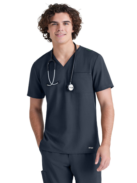 Men's Piped V-Neck Journey Scrub Top - GSST179 - Steel