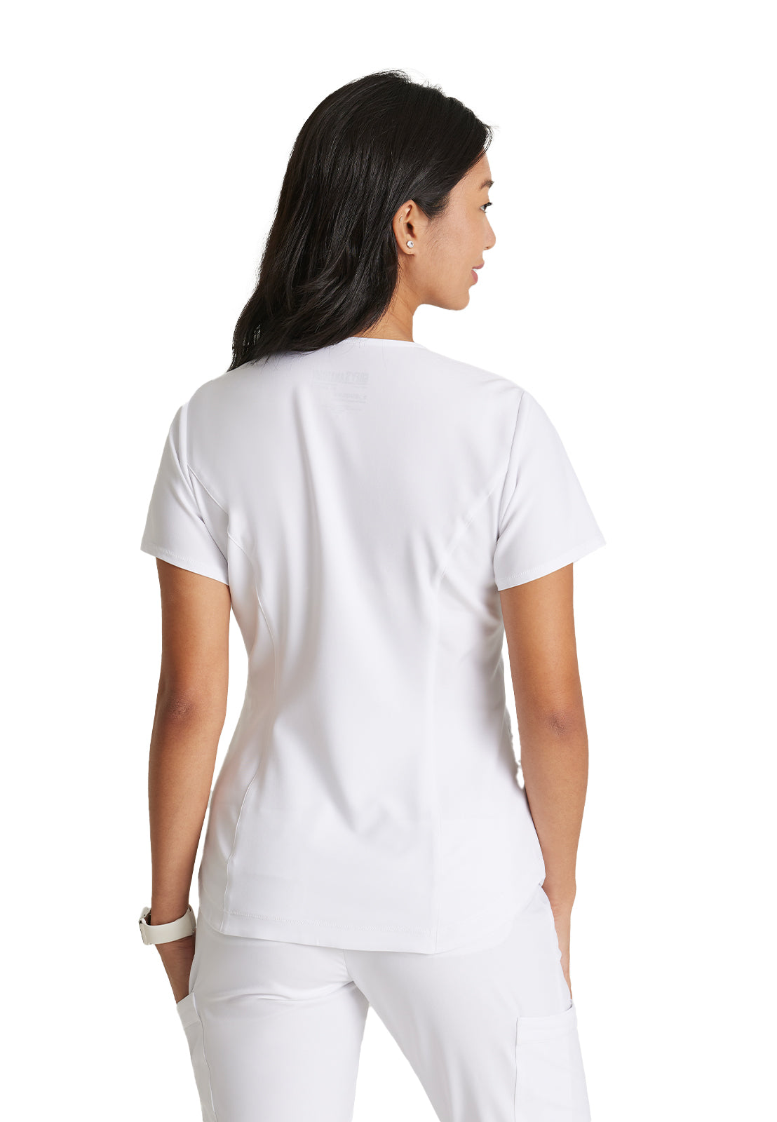 Women's Two-Pocket Piped V-Neck Rhythm Scrub Top - GSST180 - White