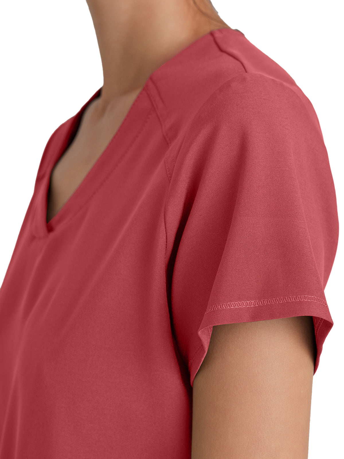 Women's Two-Pocket Piped V-Neck Rhythm Scrub Top - GSST180 - Desert Rouge