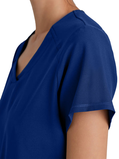 Women's Two-Pocket Piped V-Neck Rhythm Scrub Top - GSST180 - Indigo (Navy)