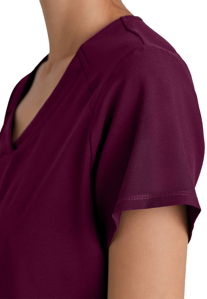 Women's Two-Pocket Piped V-Neck Rhythm Scrub Top - GSST180 - Wine