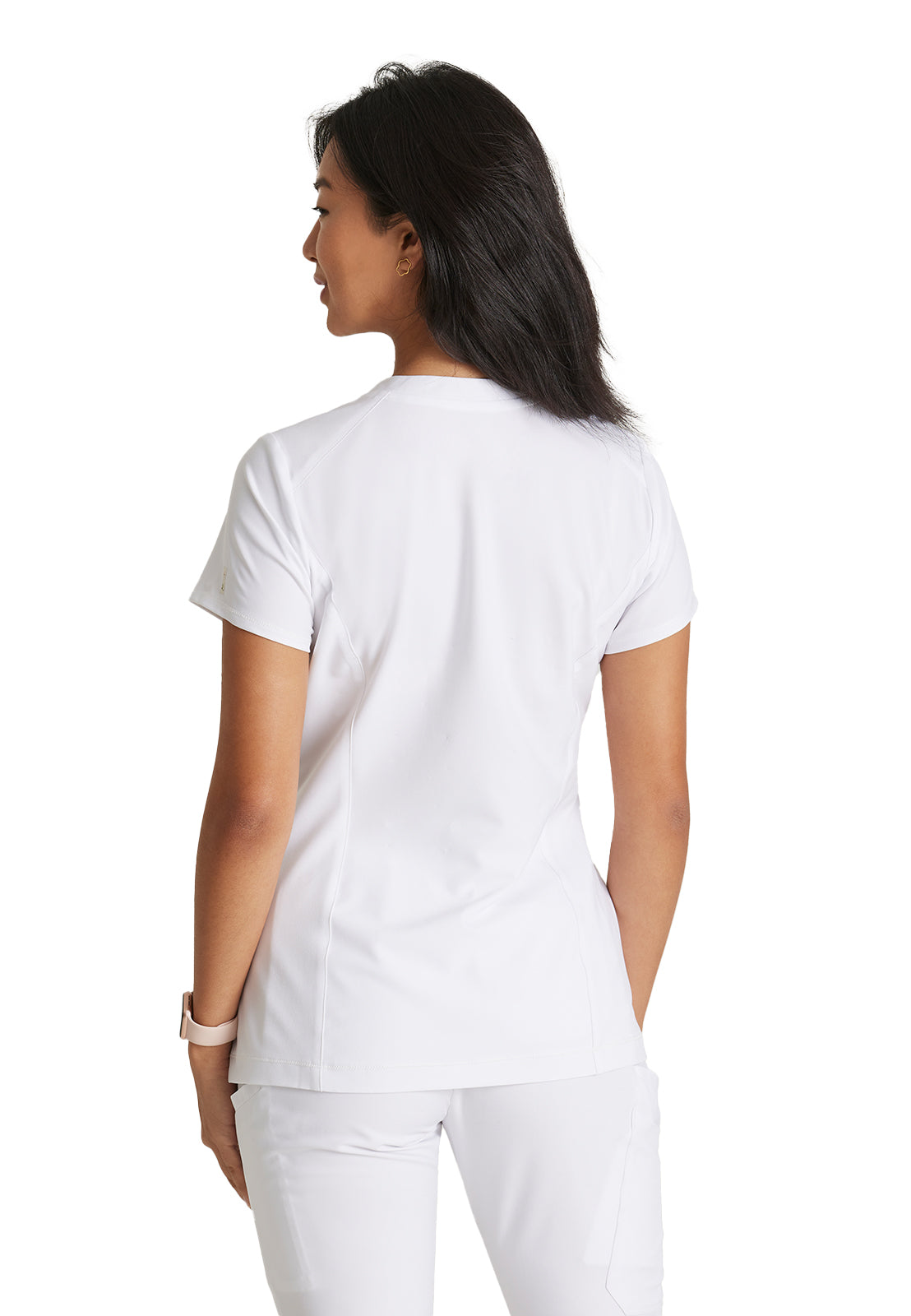 Women's Banded-V-Neck Sway Tuck-In Scrub Top - GSST181 - White