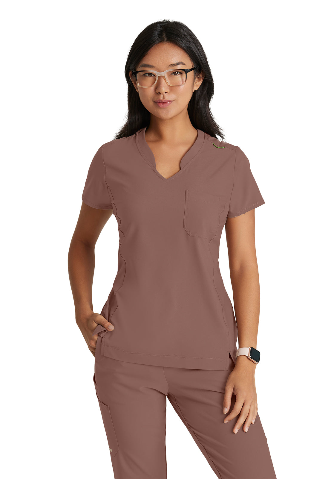 Women's Banded-V-Neck Sway Tuck-In Scrub Top - GSST181 - Driftwood