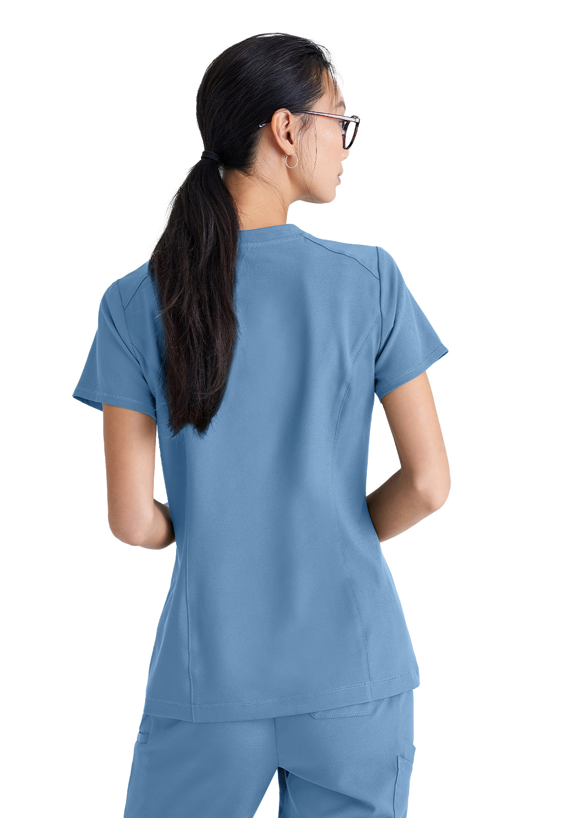 Women's Banded-V-Neck Sway Tuck-In Scrub Top - GSST181 - Ciel Blue