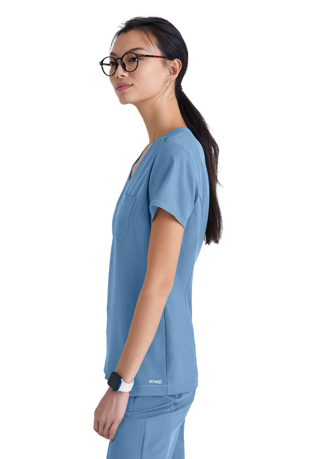 Women's Banded-V-Neck Sway Tuck-In Scrub Top - GSST181 - Ciel Blue