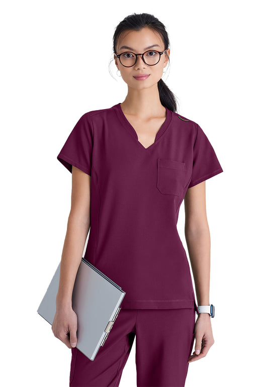 Women's Banded-V-Neck Sway Tuck-In Scrub Top - GSST181 - Wine