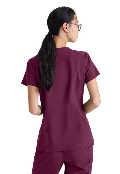 Women's Banded-V-Neck Sway Tuck-In Scrub Top - GSST181 - Wine