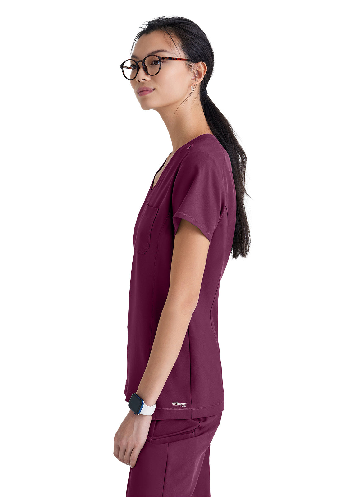 Women's Banded-V-Neck Sway Tuck-In Scrub Top - GSST181 - Wine