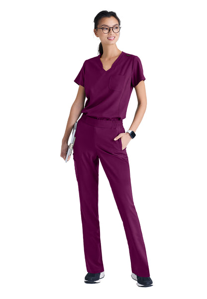 Women's Banded-V-Neck Sway Tuck-In Scrub Top - GSST181 - Wine