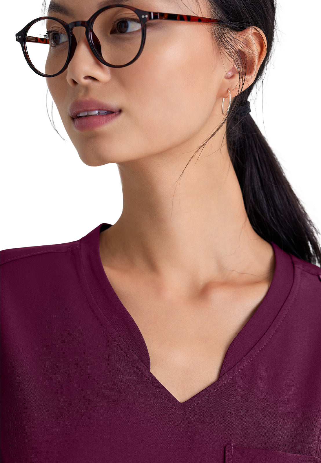 Women's Banded-V-Neck Sway Tuck-In Scrub Top - GSST181 - Wine