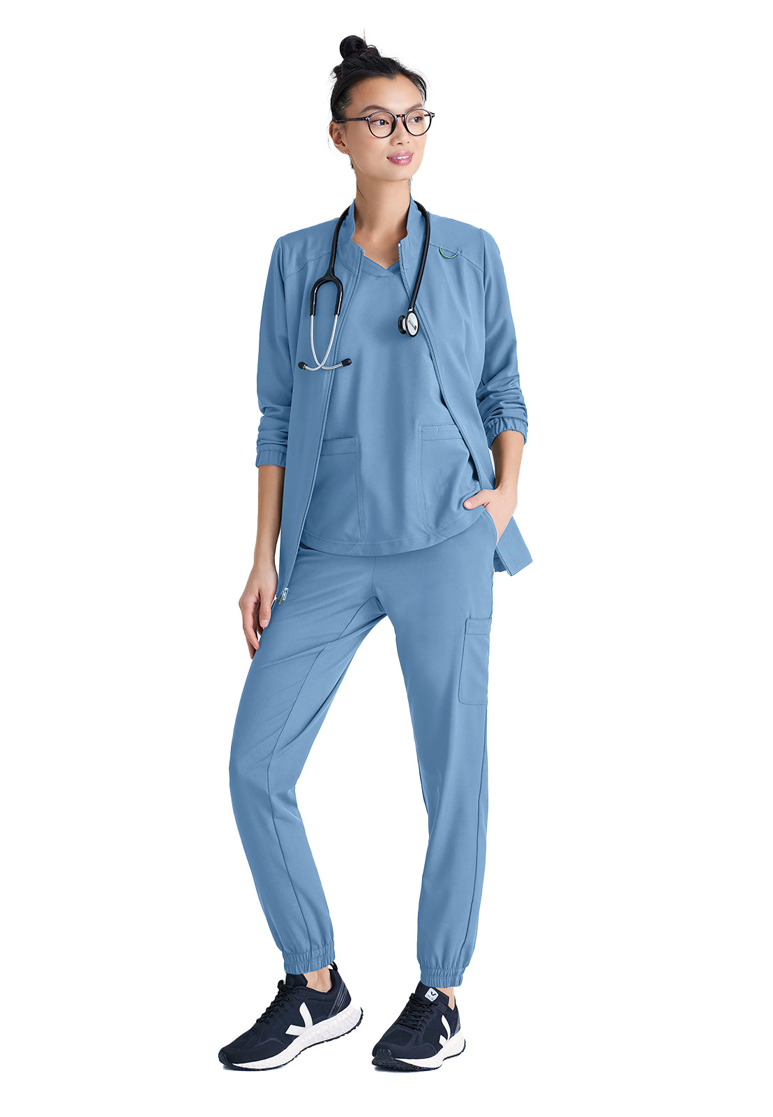 Women's Three-Pocket Virtue Scrub Jacket - GSSW886 - Ciel Blue