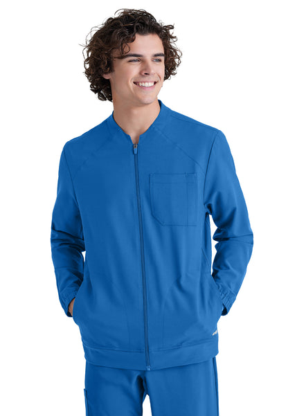 Men's Three-Pocket Banded Collar Cycle Scrub Jacket - GSSW887 - New Royal