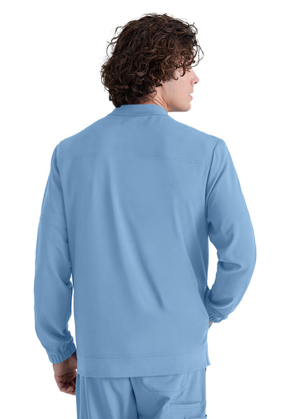 Men's Three-Pocket Banded Collar Cycle Scrub Jacket - GSSW887 - Ciel Blue