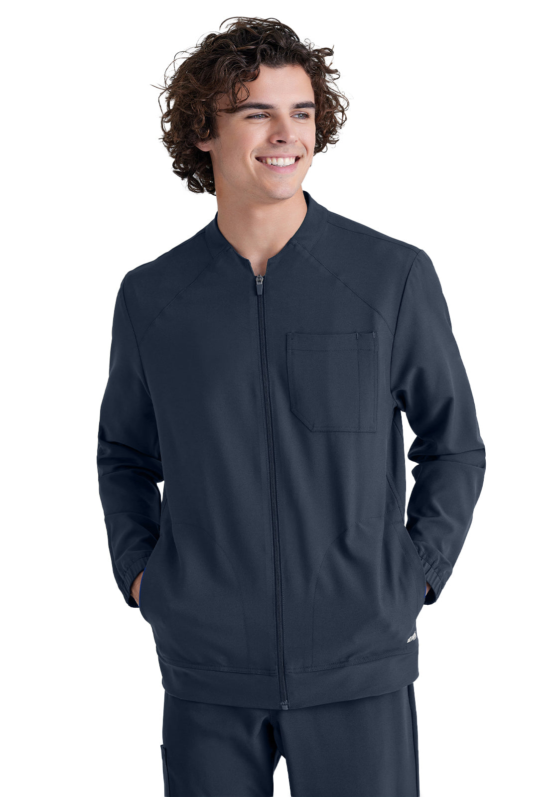 Men's Three-Pocket Banded Collar Cycle Scrub Jacket - GSSW887 - Steel