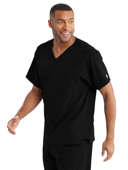 Men's Structure Crossover V-Neck Scrub Top - SK0112 - Black