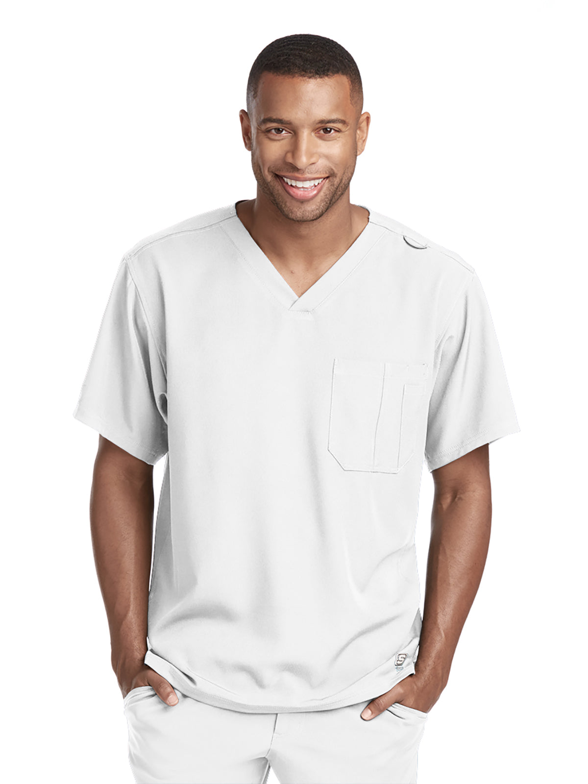 Men's Structure Crossover V-Neck Top - SK0112 - White