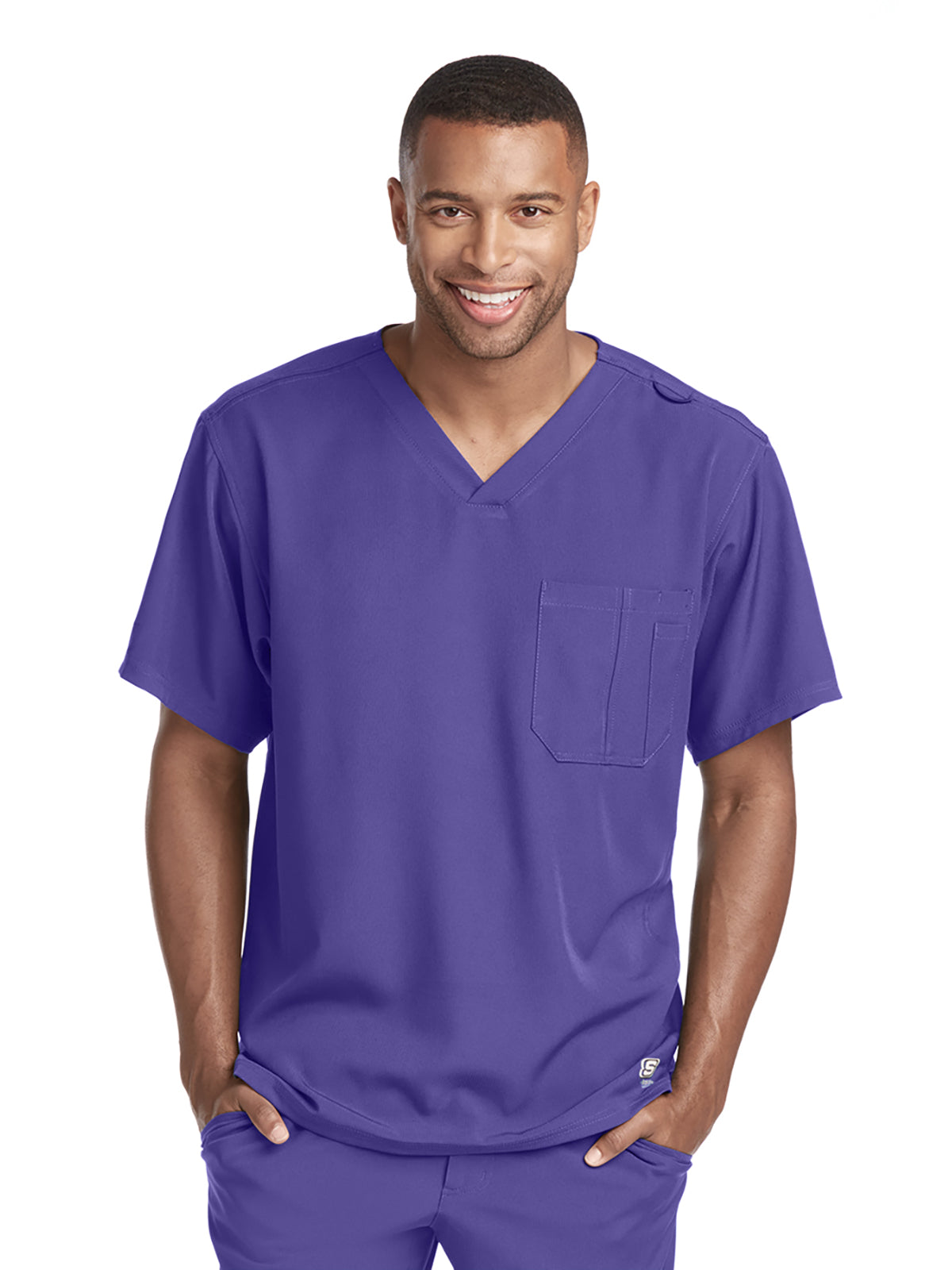 Men's Structure Crossover V-Neck Scrub Top - SK0112 - New Grape