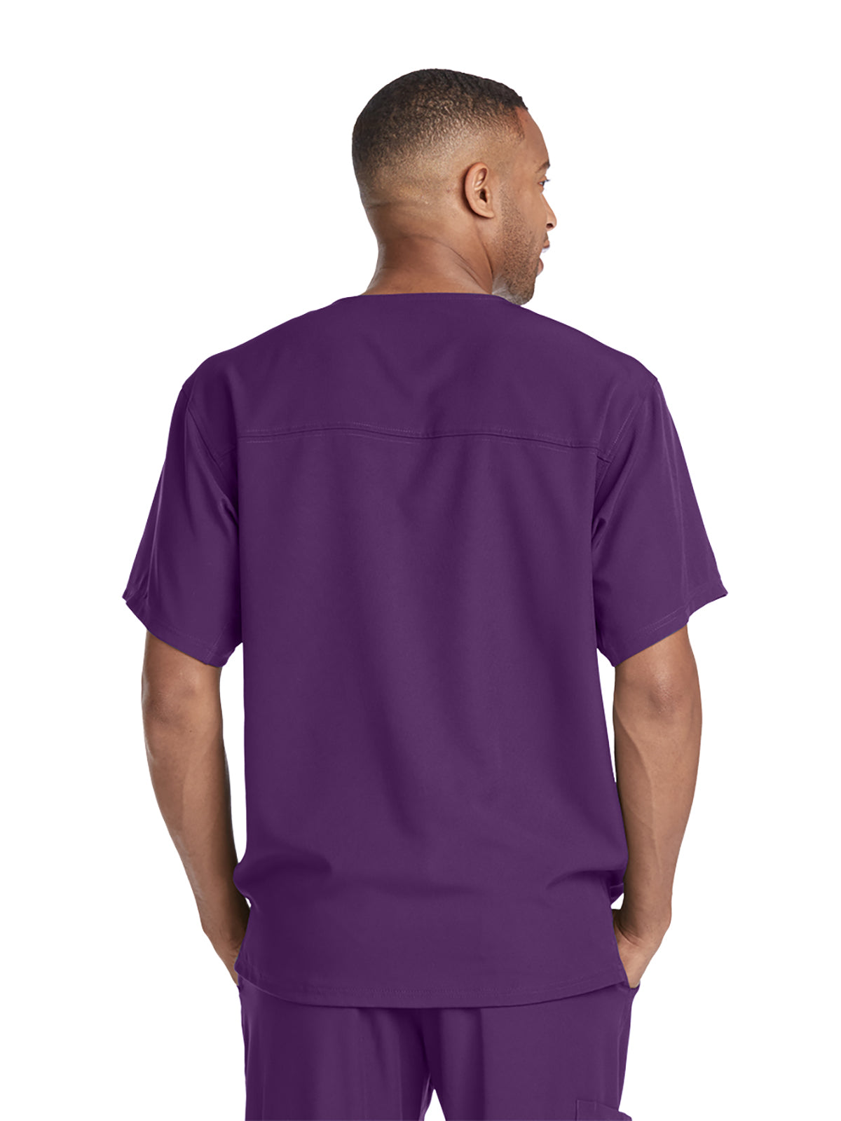 Men's Structure Crossover V-Neck Scrub Top - SK0112 - Eggplant