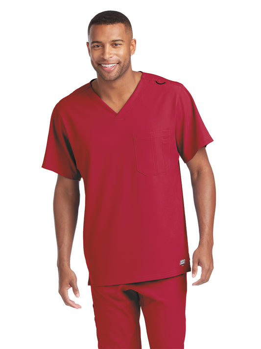 Men's Structure Crossover V-Neck Scrub Top - SK0112 - True Red