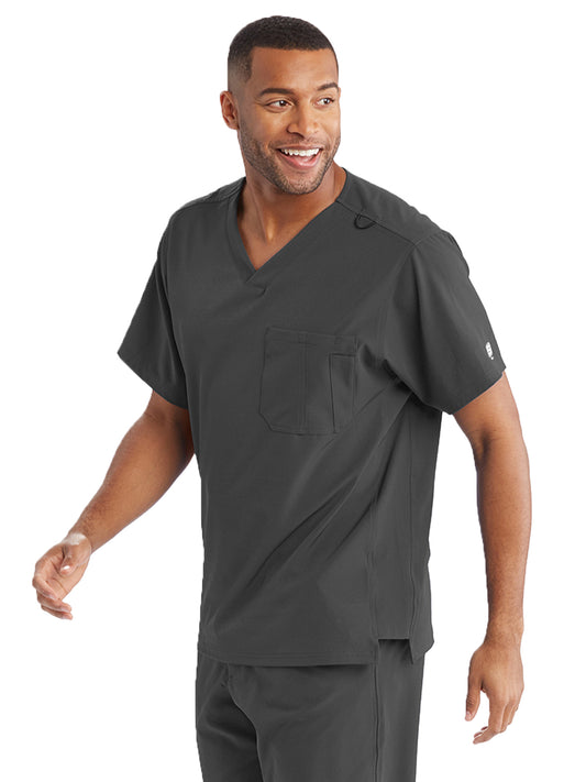 Men's Structure Crossover V-Neck Scrub Top - SK0112 - Pewter