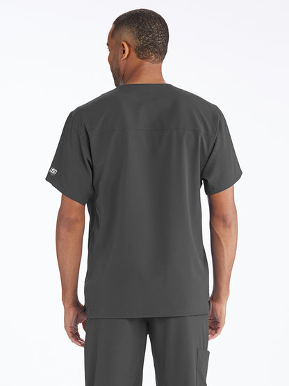 Men's Structure Crossover V-Neck Scrub Top - SK0112 - Pewter