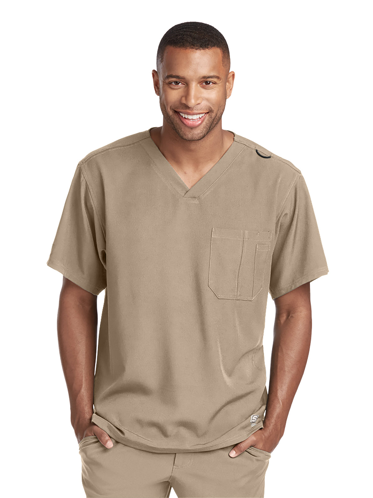 Men's Structure Crossover V-Neck Scrub Top - SK0112 - New Khaki