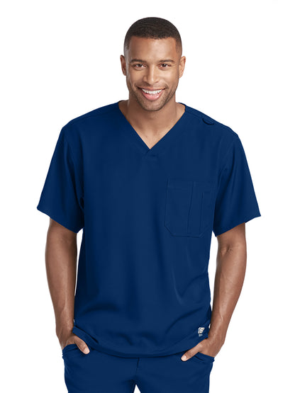 Men's Structure Crossover V-Neck Scrub Top - SK0112 - Navy