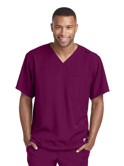 Men's Structure Crossover V-Neck Scrub Top - SK0112 - Wine