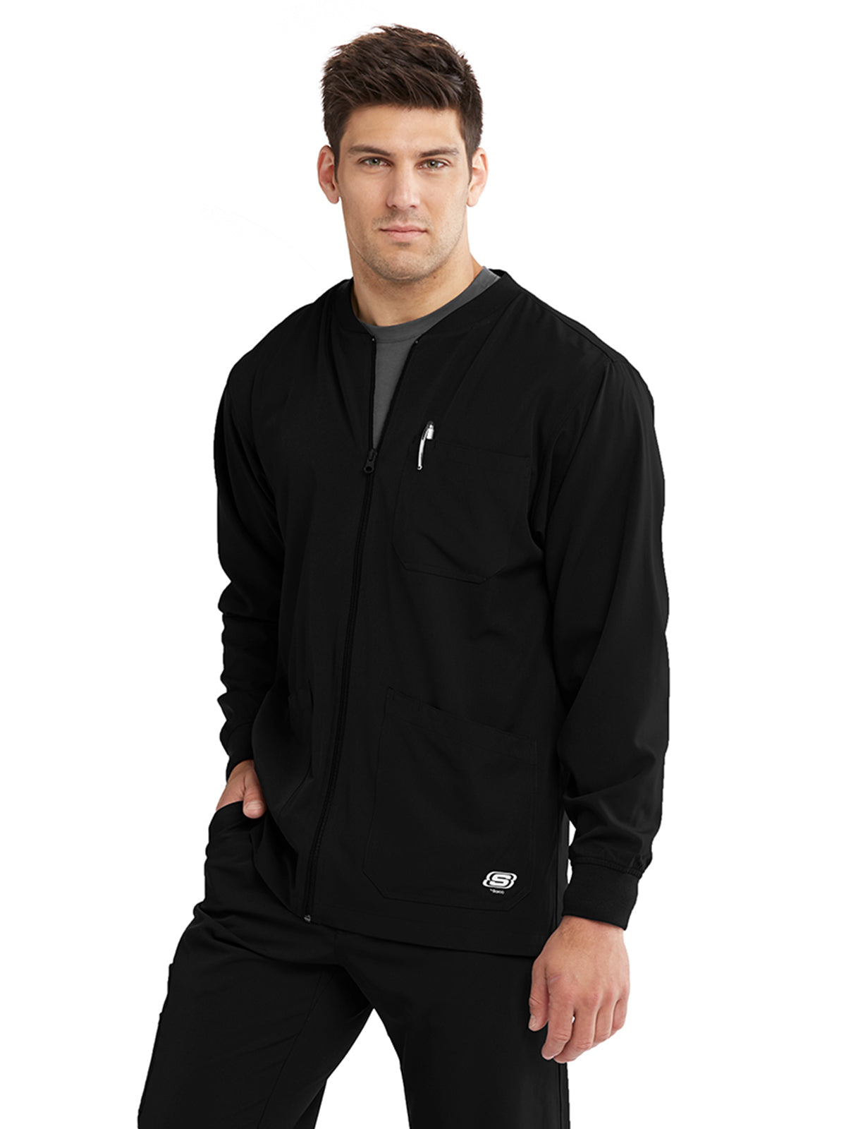 Men's Warm-Up Scrub Jacket - SK0408 - Black