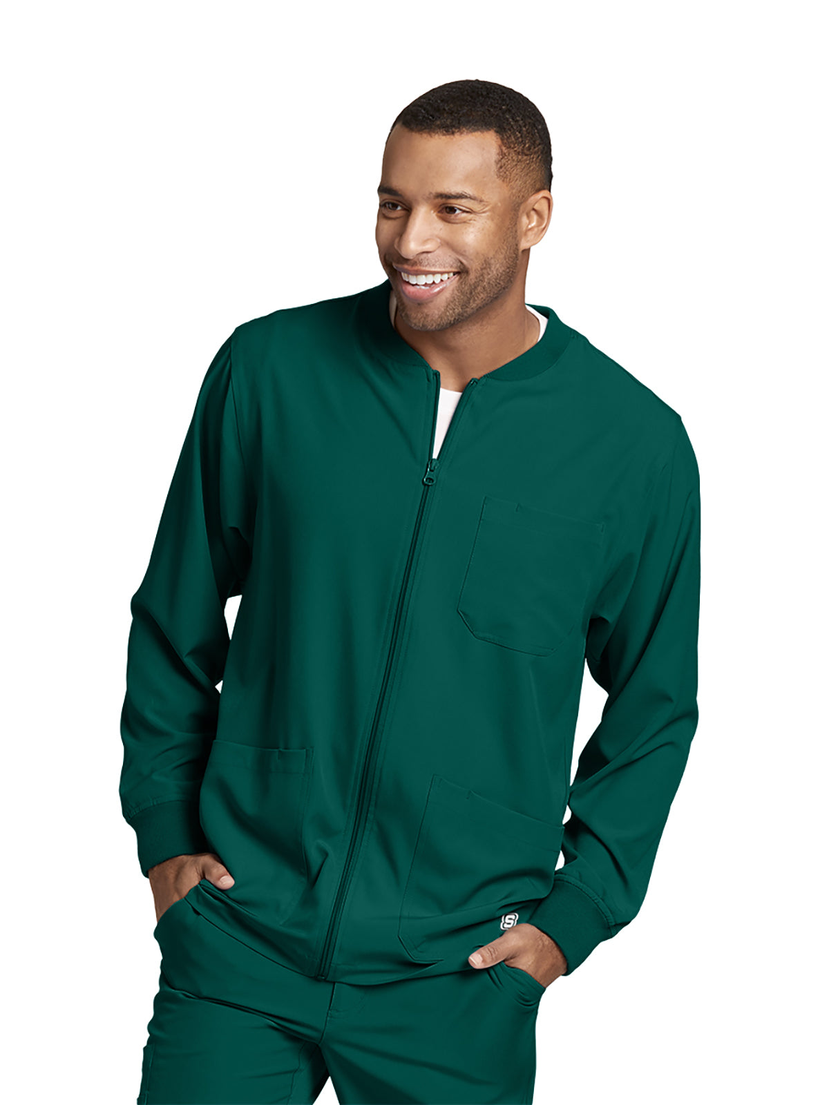 Men's Warm-Up Scrub Jacket - SK0408 - Hunter Green