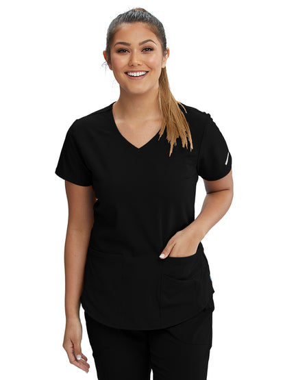 Women's V-Neck Top - SK101 - Black