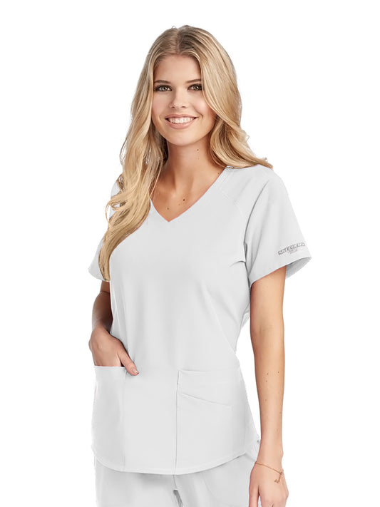 Women's V-Neck Top - SK101 - White