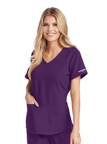 Women's V-Neck Top - SK101 - Eggplant