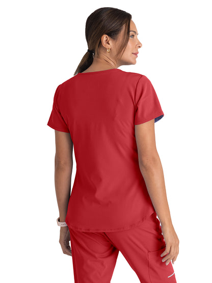 Women's V-Neck Top - SK101 - True Red