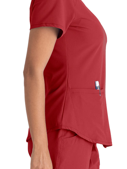 Women's V-Neck Top - SK101 - True Red