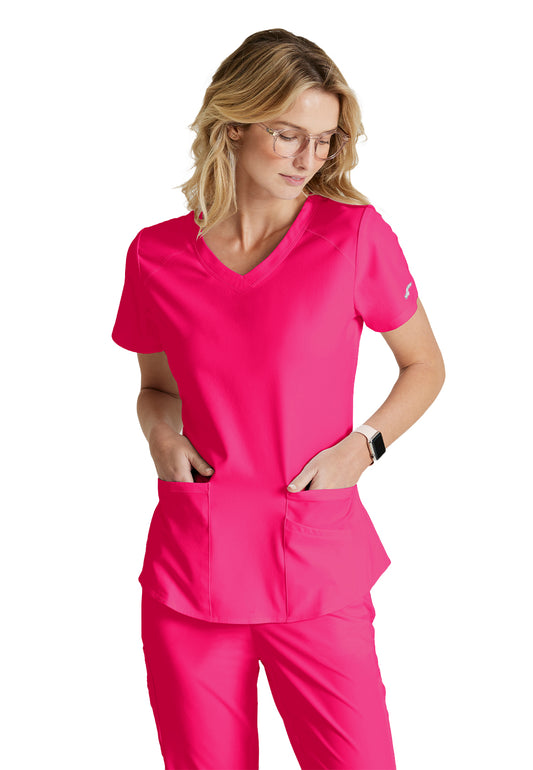 Women's V-Neck Top - SK101 - Vibrance Pink