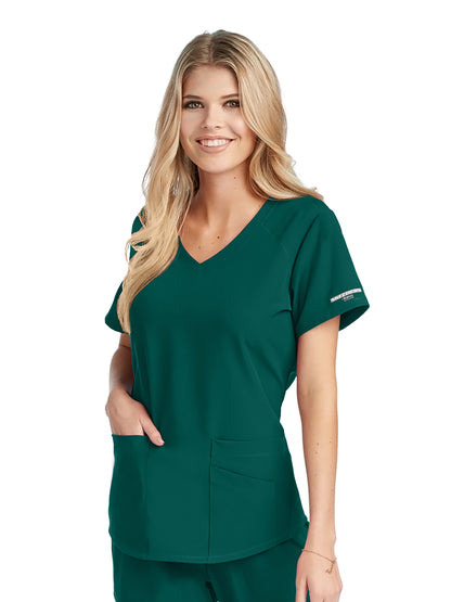 Women's V-Neck Top - SK101 - Hunter Green