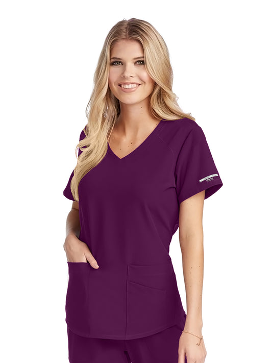 Women's V-Neck Top - SK101 - Wine