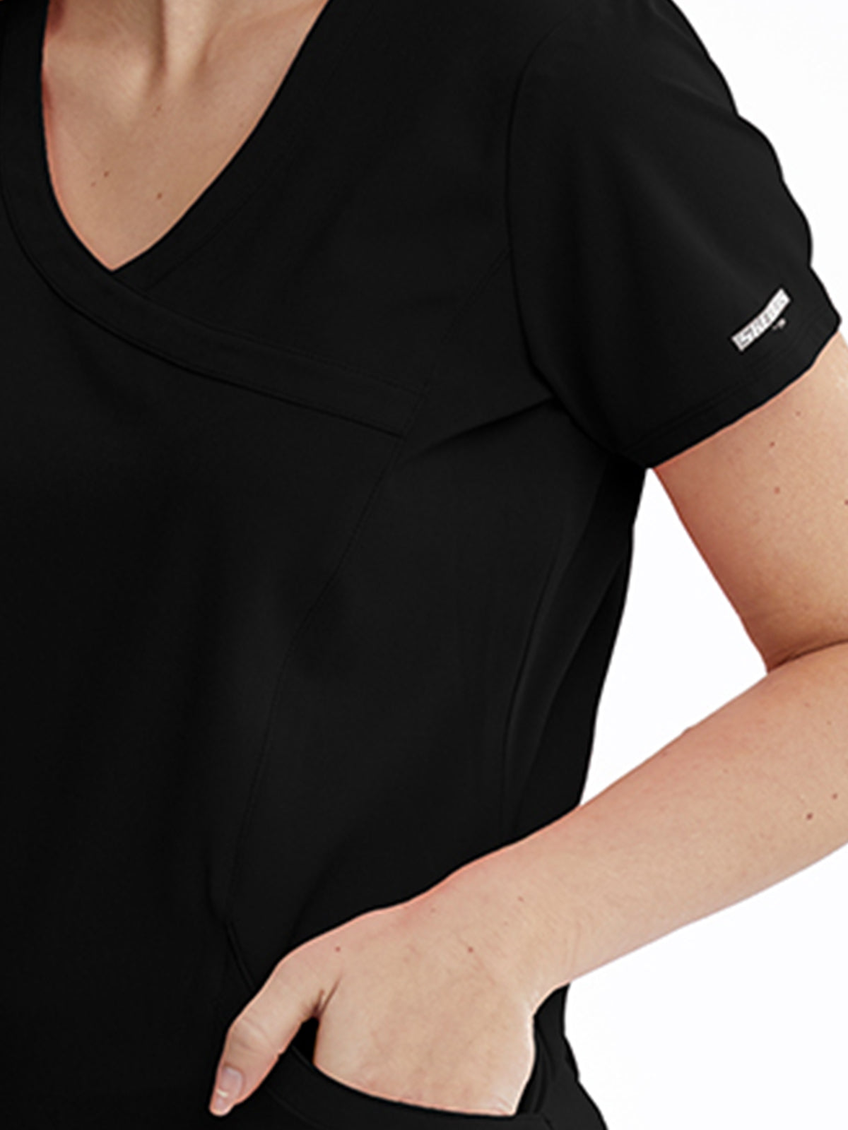 Women's V-Neck Top - SK102 - Black