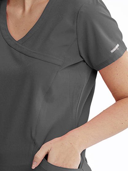 Women's V-Neck Top - SK102 - Pewter