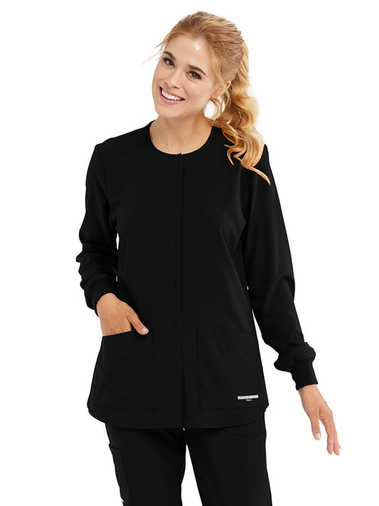 Women's 2-Pocket Scrub Jacket - SK401 - Black