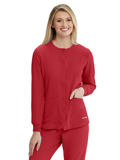 Women's 2-Pocket Scrub Jacket - SK401 - True Red